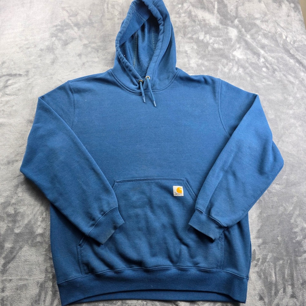 Carhartt Hoodie Mens Large Blue Original Fit K121 Midweight Pullover Sweatshirt